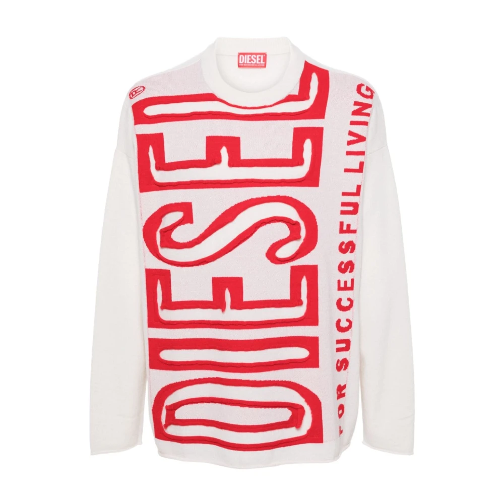 Diesel Wollen trui met Super Logo peel-off White Heren