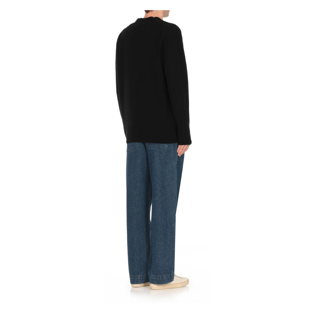 Maison Kitsuné Zwarte wollen vest met vossenpatch Black Heren