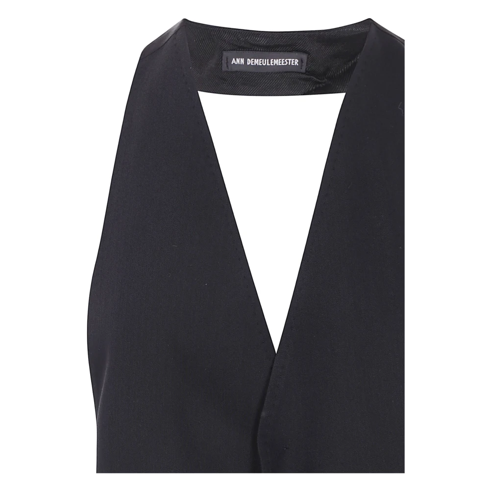 Ann Demeulemeester Micro Waistcoat van Viscose Wol Black Dames