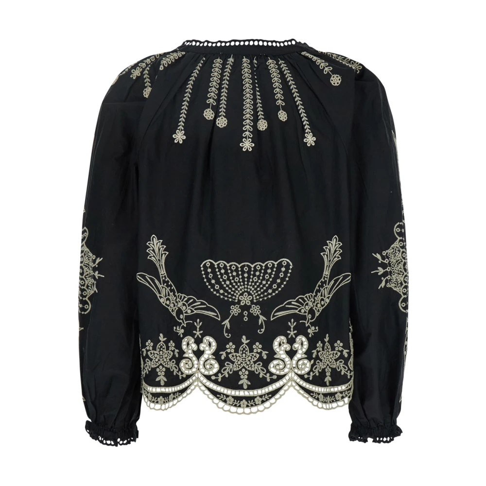 Sea NY Zwarte V-hals blouse met Kingsley borduurwerk Black Dames