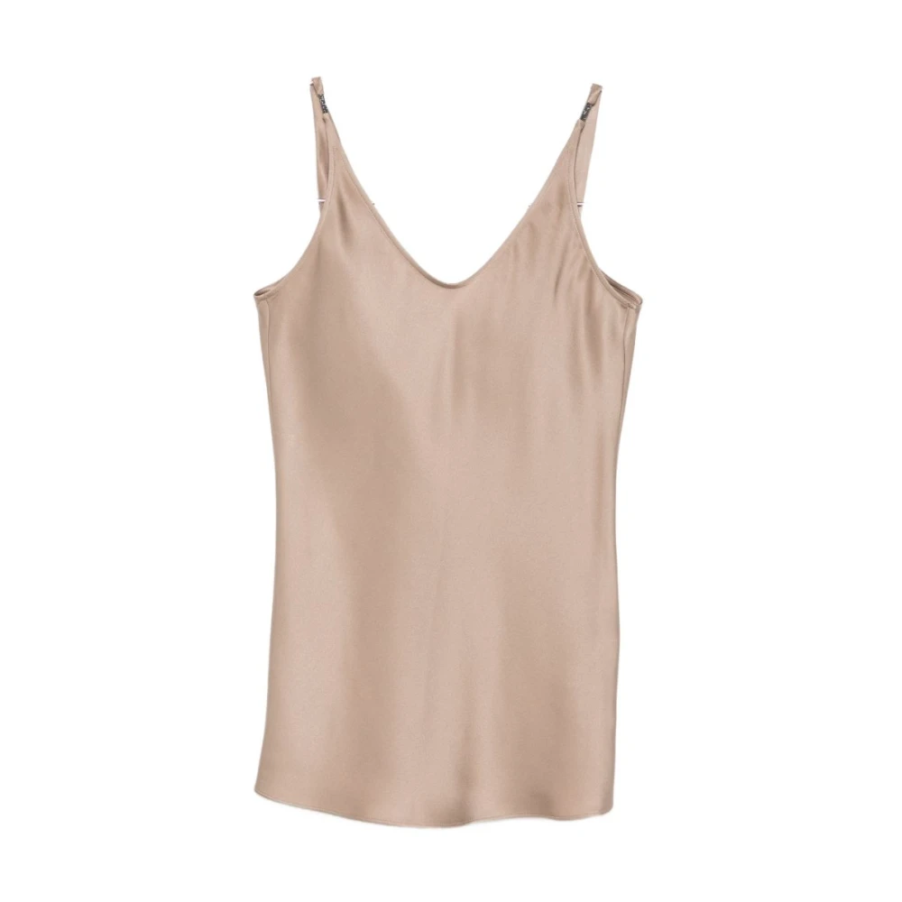 Brunello Cucinelli Women's Brown Sleeveless Tops, M, Spaghetti-Strap Tank Top