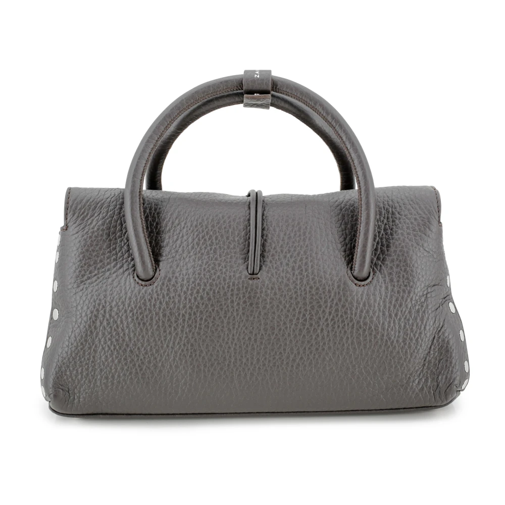 Zanellato Bruine Handtas met Geribbelde Textuur en Studs Brown Dames