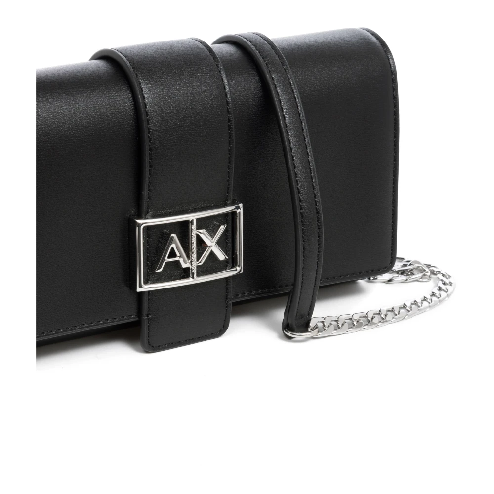 Armani Exchange Schoudertas met drukknoop en logo Black Dames