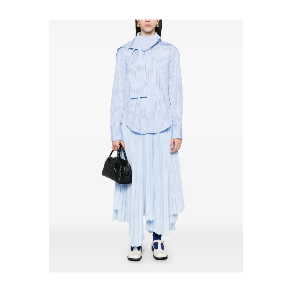 Plan C Blauwe Geplooide Rok Asymmetrisch Gevoerd Blue Dames
