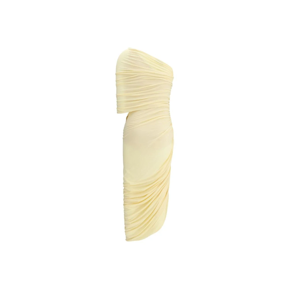 Magda Butrym Elegant One-Shoulder Draped Midi Dress Yellow Dames