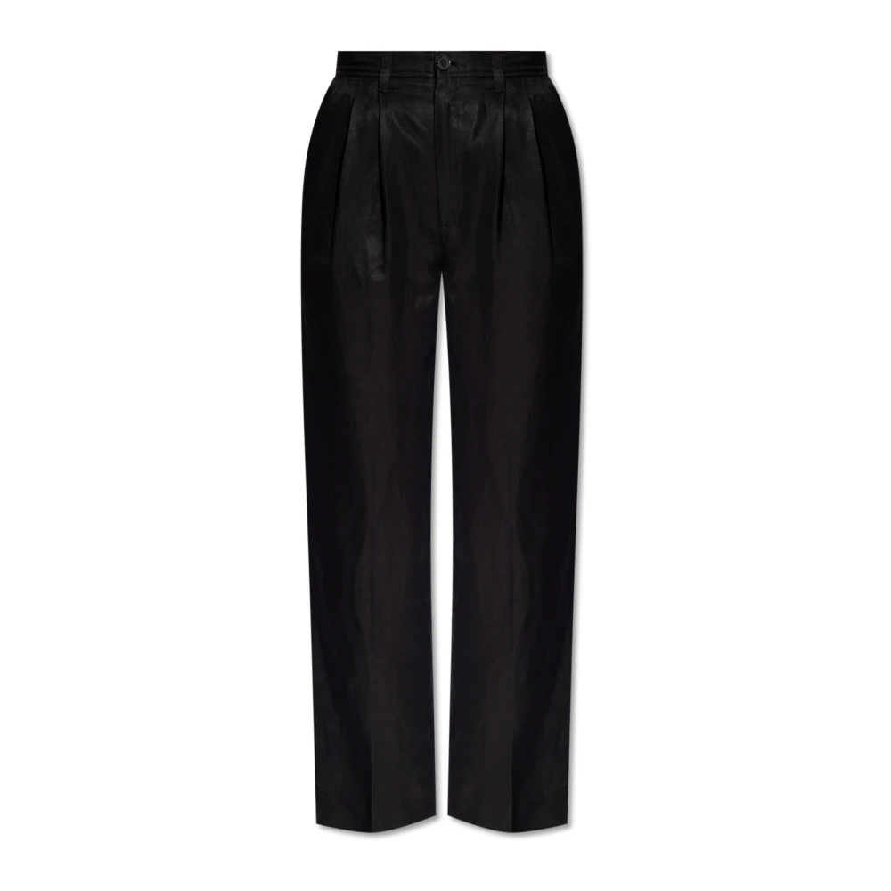 Anine Bing Women's Black Straight Trousers, S, ‘Carrie’ High-Waisted Trousers