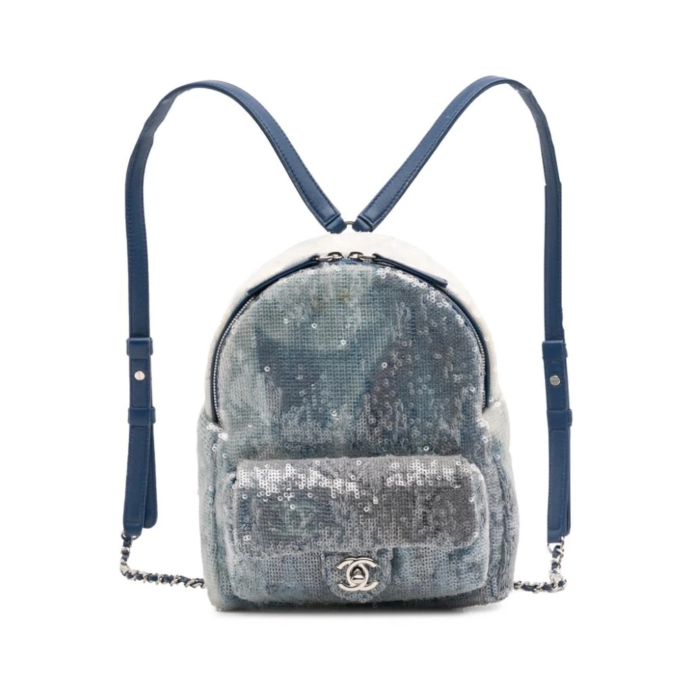 Chanel Vintage Women's Blue Pre-Owned Sequined Backpack
