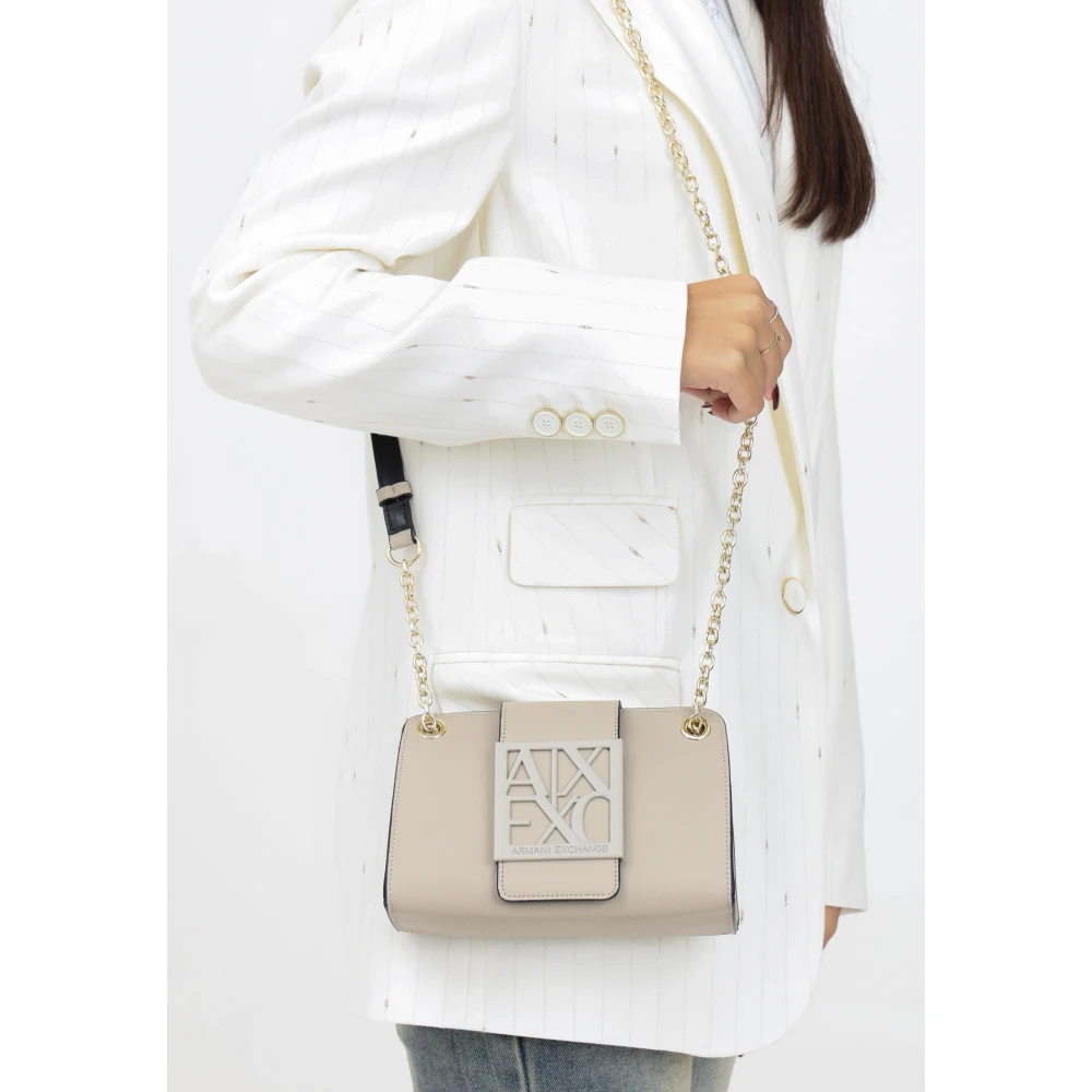 Armani Exchange Beige Schoudertas Elegant Minimalistisch Ontwerp Beige Dames
