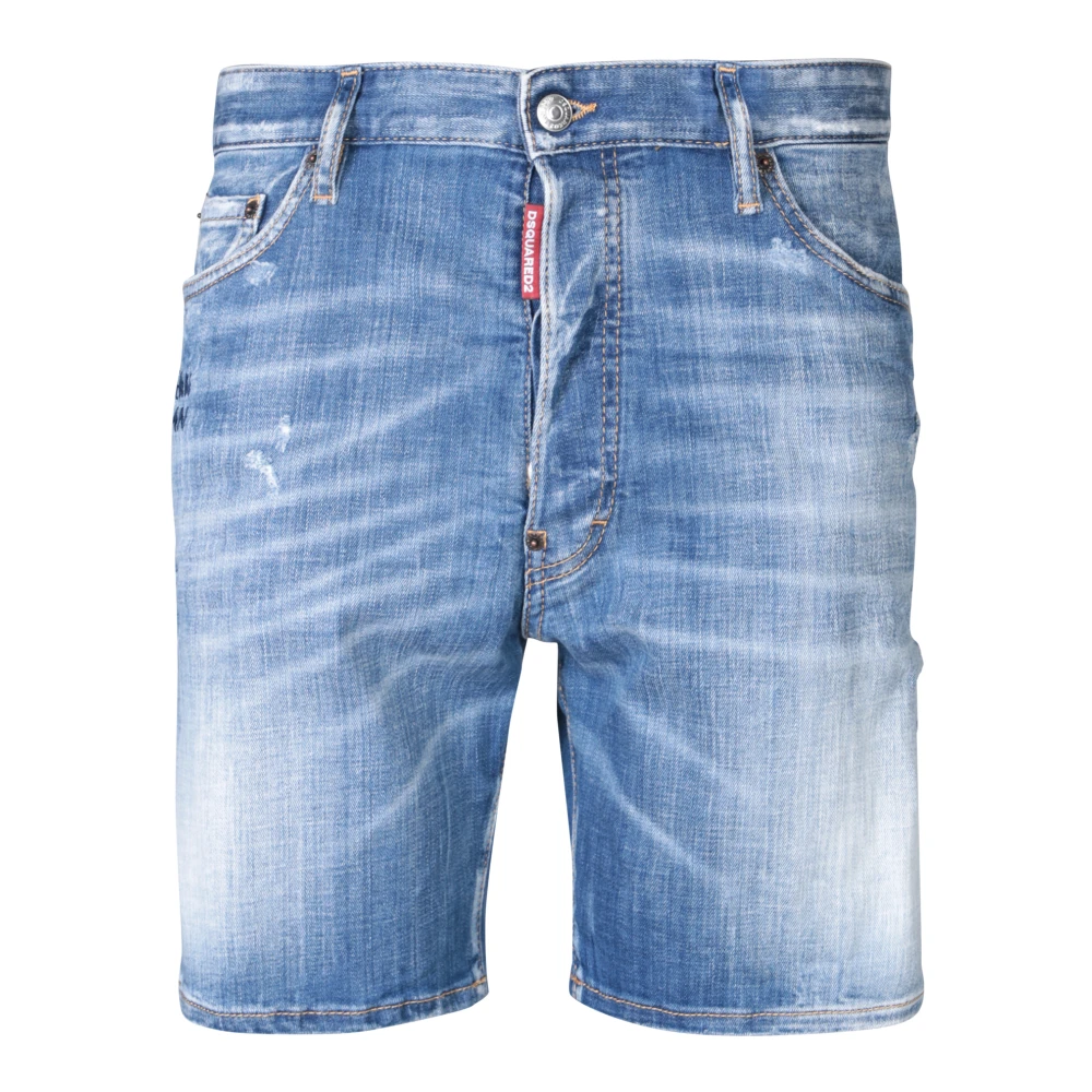 Dsquared2 Blauwe Slim Fit Shorts Verhoog Stijl Blue Heren