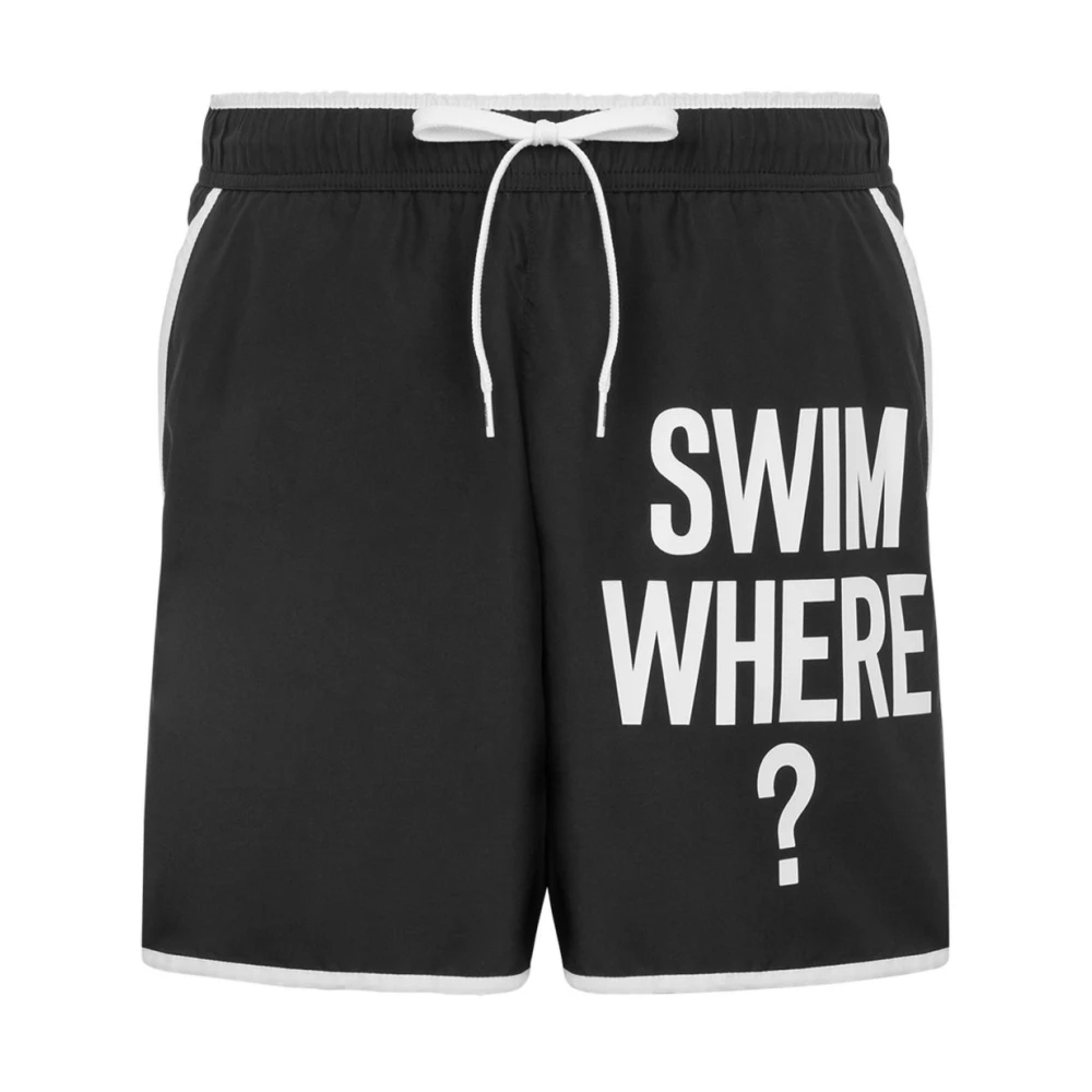 Moschino Men's Black Beachwear,, Sea Clothing Stylish Large