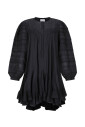 black-cotton-dress-with-gathered-trim
