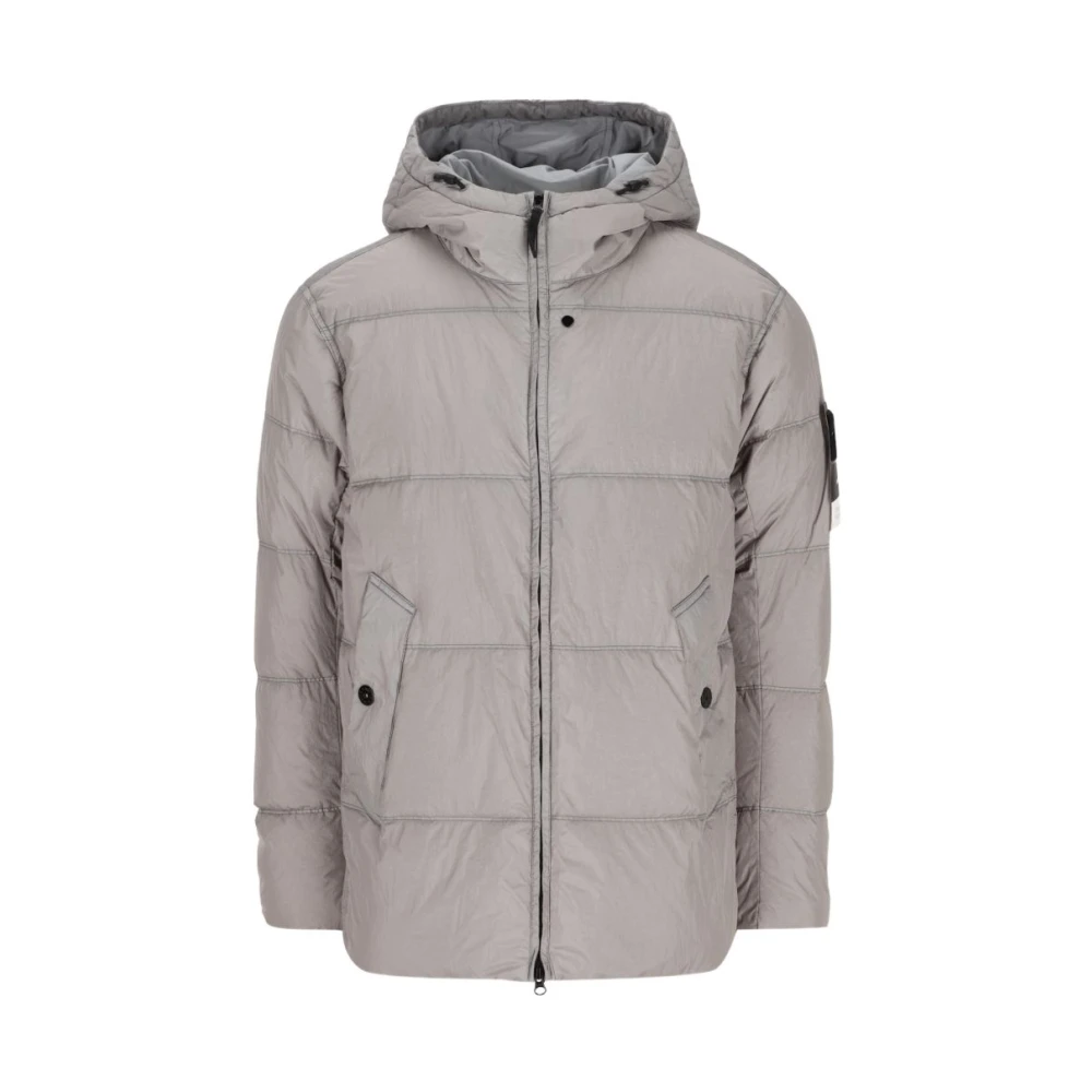 Stone Island , Winter Jackets, Male, Gray, Xl, Logo Nylon Blouson Jacket