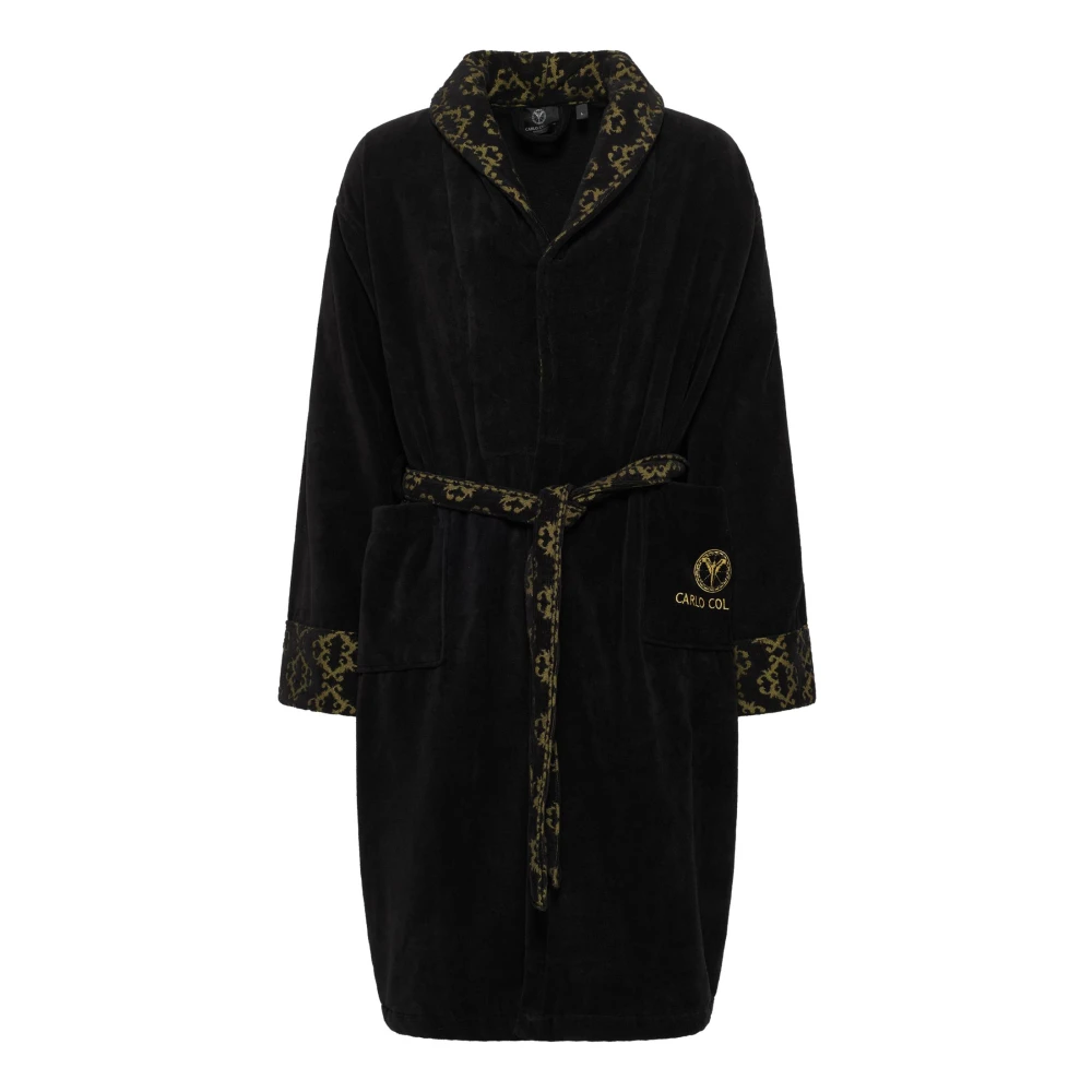 Carlo Colucci Men's Golden Velour Jacquard Bathrobe