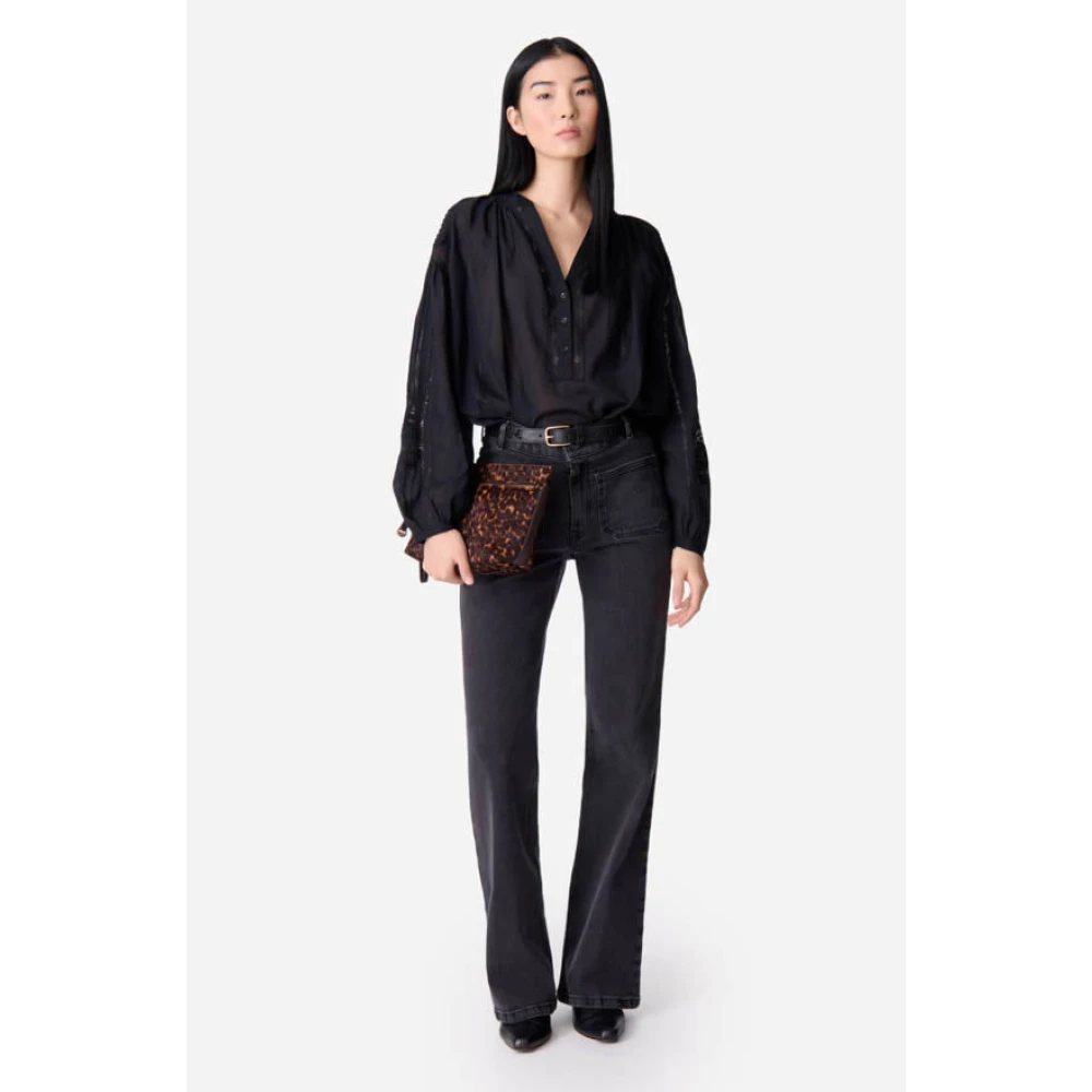 Vanessa Bruno Romantische Nipoa Blouse met Kant Details Black Dames