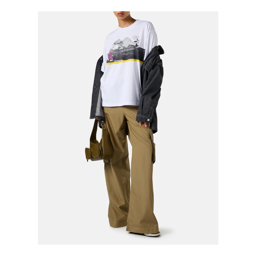 Iceberg Wit regular-fit T-shirt van kleding geverfd katoenen jersey met cupro stofinzetten White Dames