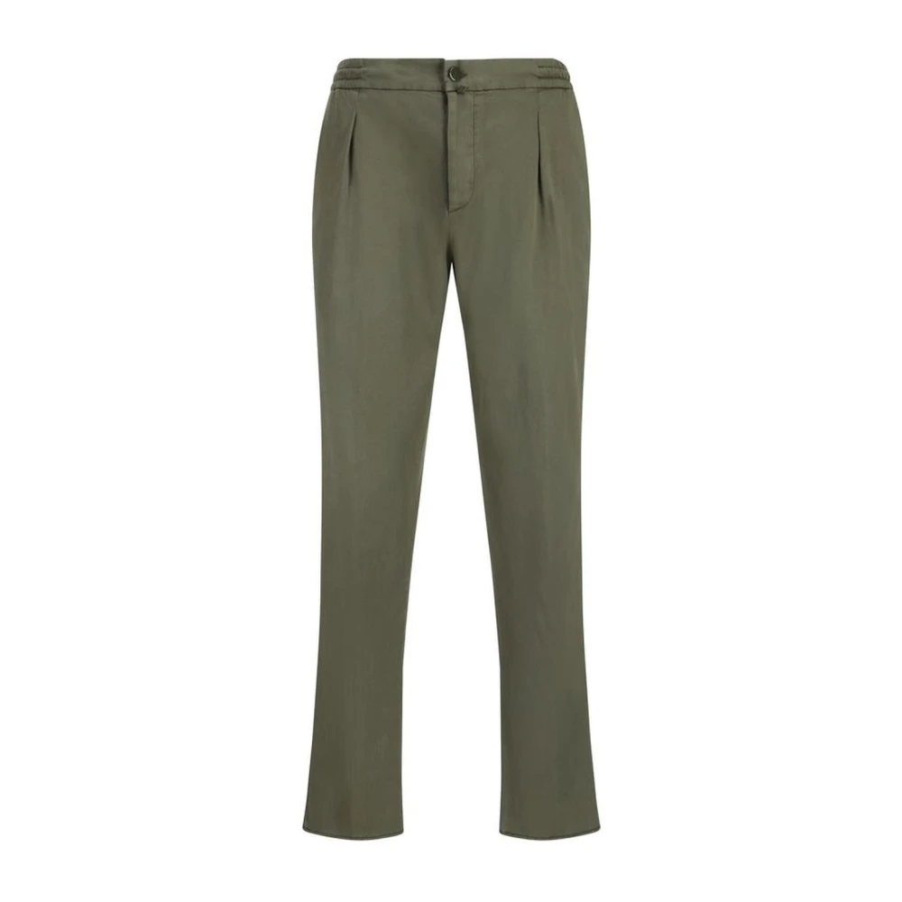 Kiton Monochrome Patroon Broek met Elastische Tailleband Green Heren