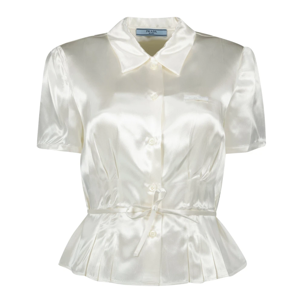 Prada Witte Satijnen Shirt Lente-Zomer 2025 White Dames