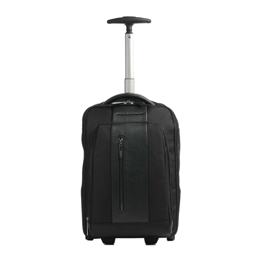 Piquadro Zwarte koffer met voorritsvak Black Unisex
