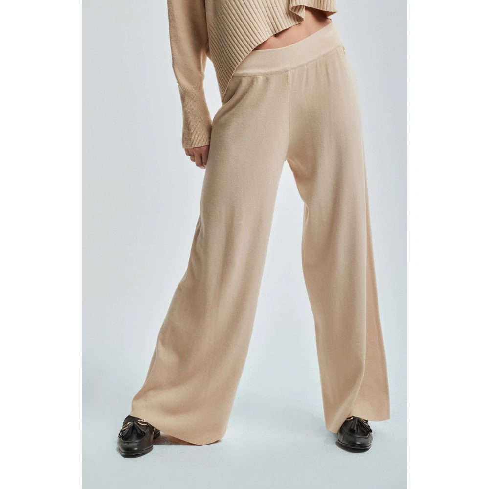 Kocca Gebreide Palazzo Broek voor Vrouwen Beige Dames
