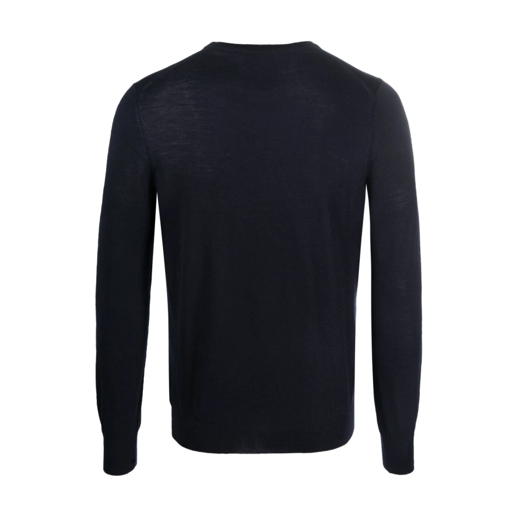 Tagliatore Donkerblauwe Wollen Pullover met Ronde Halslijn Blue Heren