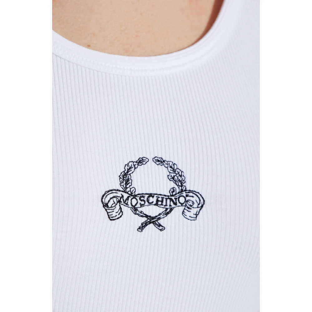 Moschino Geribbelde top White Dames