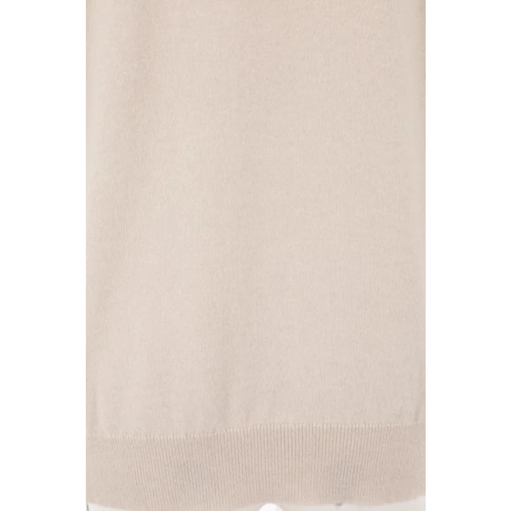BRUNELLO CUCINELLI Beige Wollen Coltrui met Hoge Hals en Geribbelde Randen Beige Dames