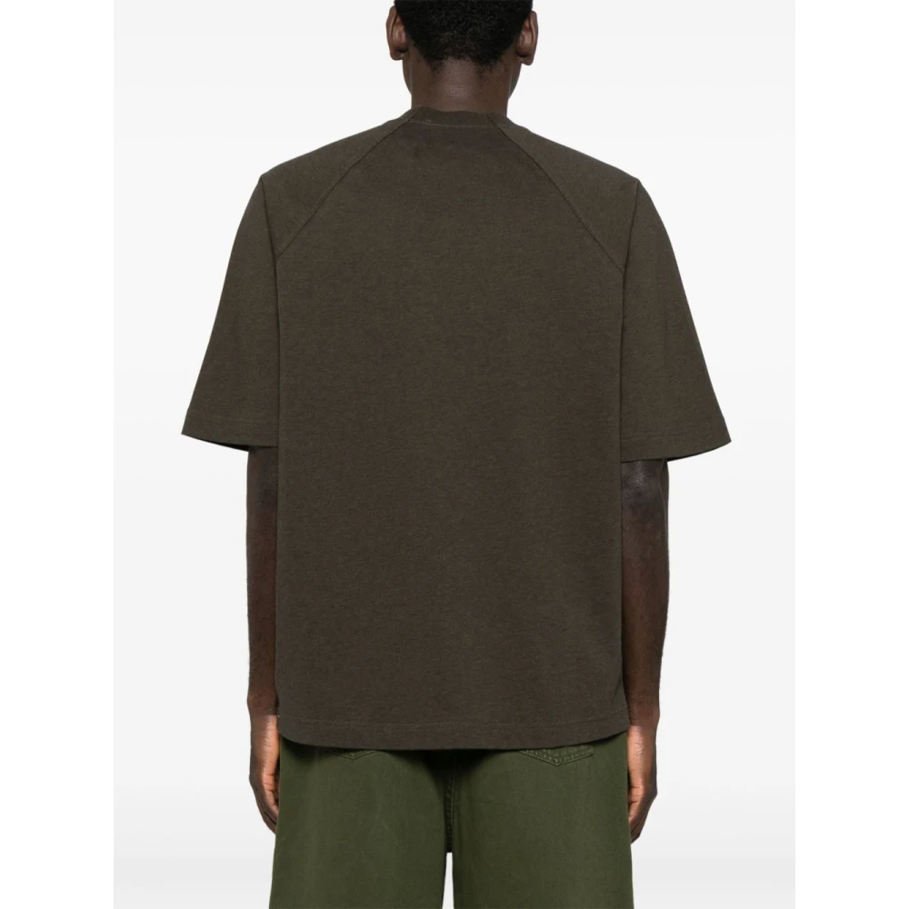 Jacquemus Bruin Logo Print Crew Neck T-shirt Brown Heren