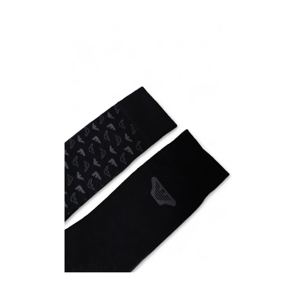 Emporio Armani Zwarte Eagle Logo Katoenen Sokken Black Heren