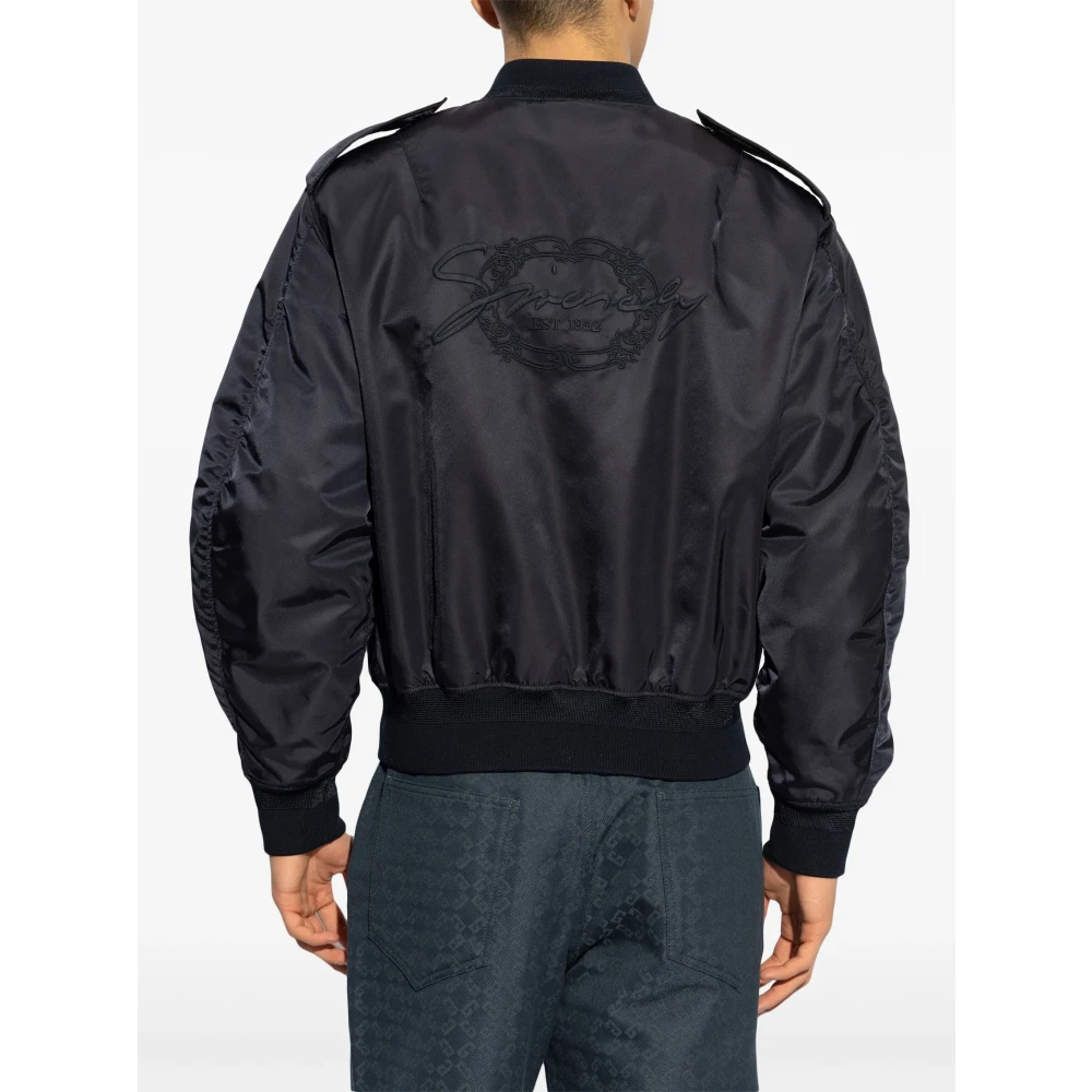 Givenchy Blauwe bomberjack met geborduurde medaillon Blue Heren
