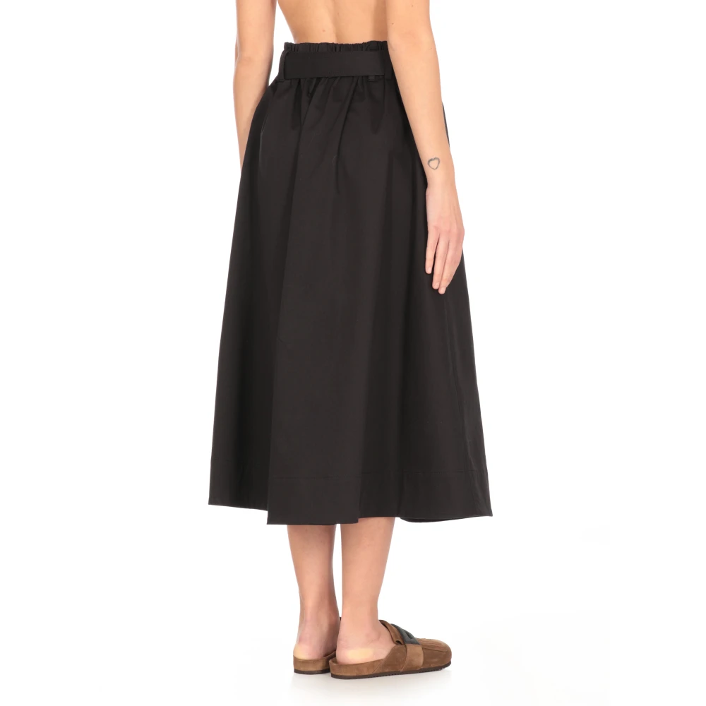 BRUNELLO CUCINELLI Zwarte katoenen rok met elastische taille Black Dames