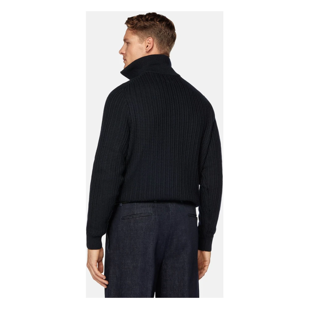 Boggi Milano Merino wollen half-zip trui Blue Heren