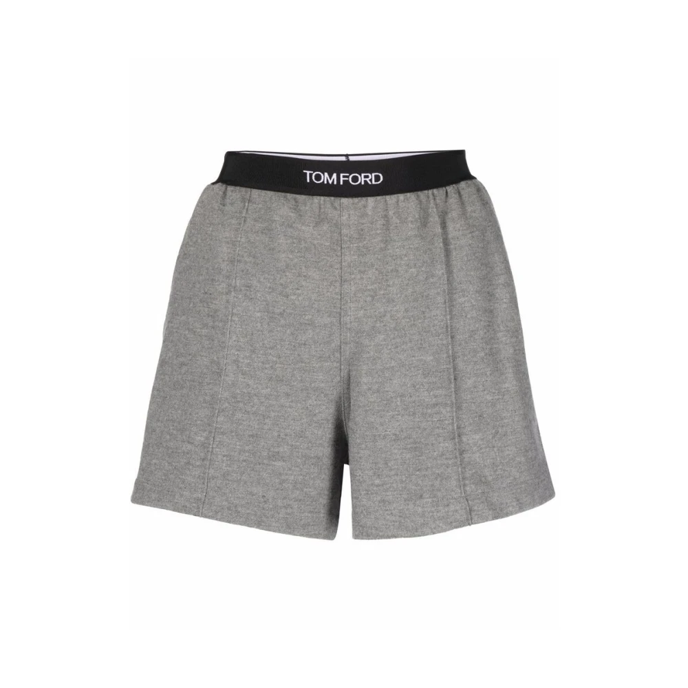 Tom Ford Logo-Tailleband Cashmere Shorts Gray Dames