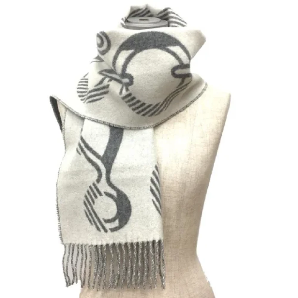Hermès Vintage Pre-owned Cashmere scarves Gray Dames