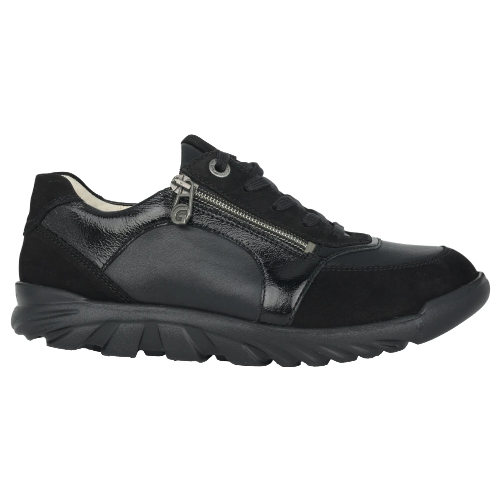 Ganter Wide Fit Zwarte Leren Sneaker Dames Schoenen
