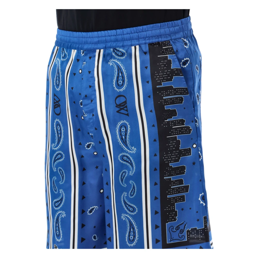 Off White Blauwe Shorts met Elastische Tailleband Multicolor Heren