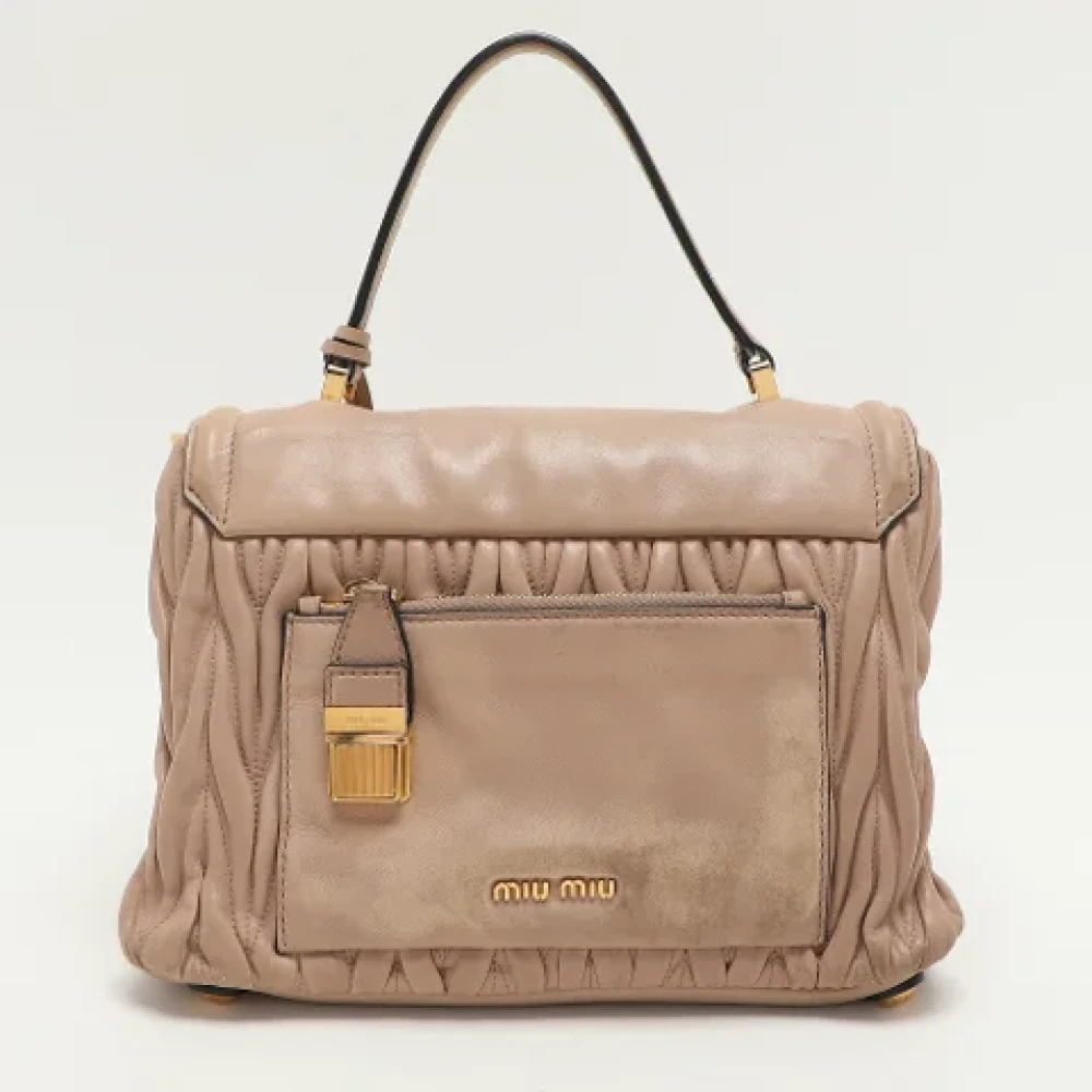 Miu Pre-owned Leather handbags Beige Dames