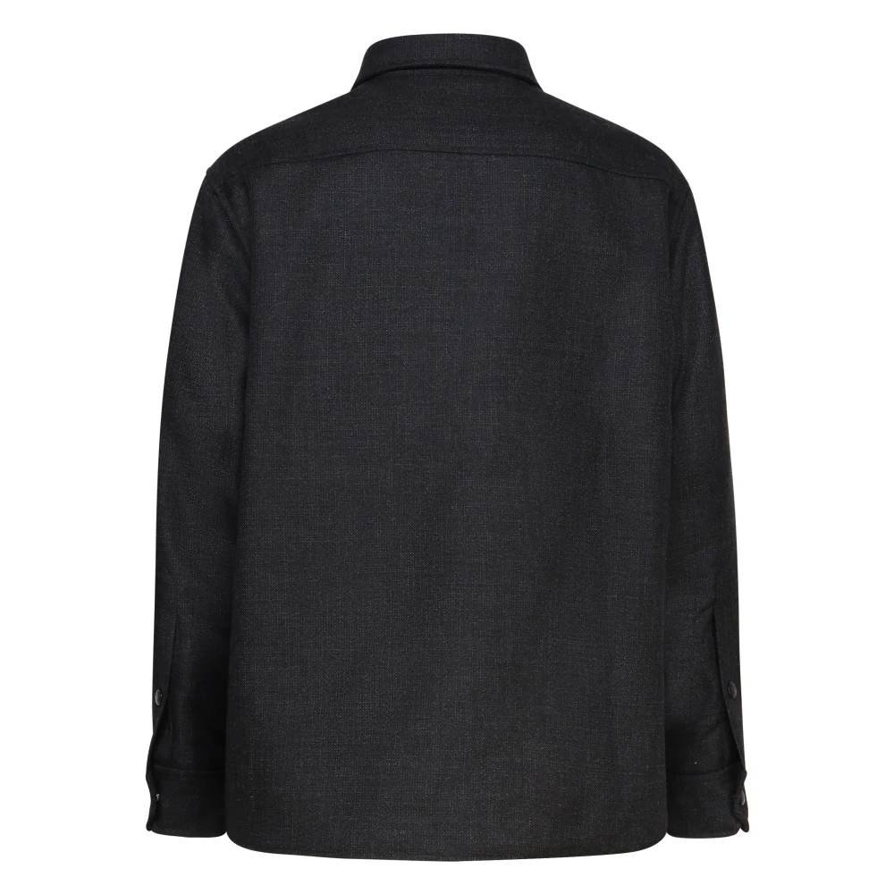 Valentino Garavani Donkergrijze Wollen Jas Knoopsluiting Gray Heren