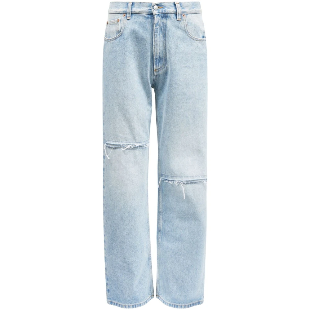 MM6 Maison Margiela Clear Blue Distressed Denim Jeans Blue Dames