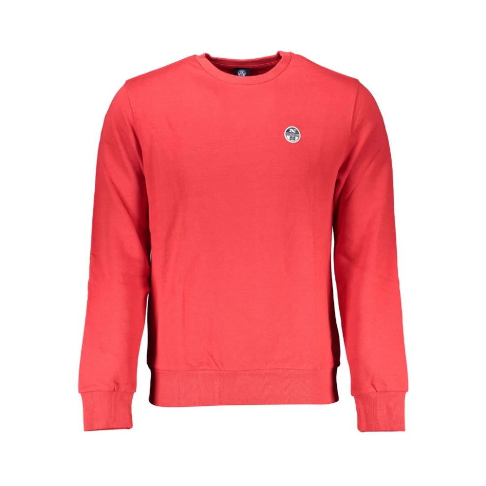 North Sails Men's Red Brushed Cotton Sweatshirt With Applique Logo