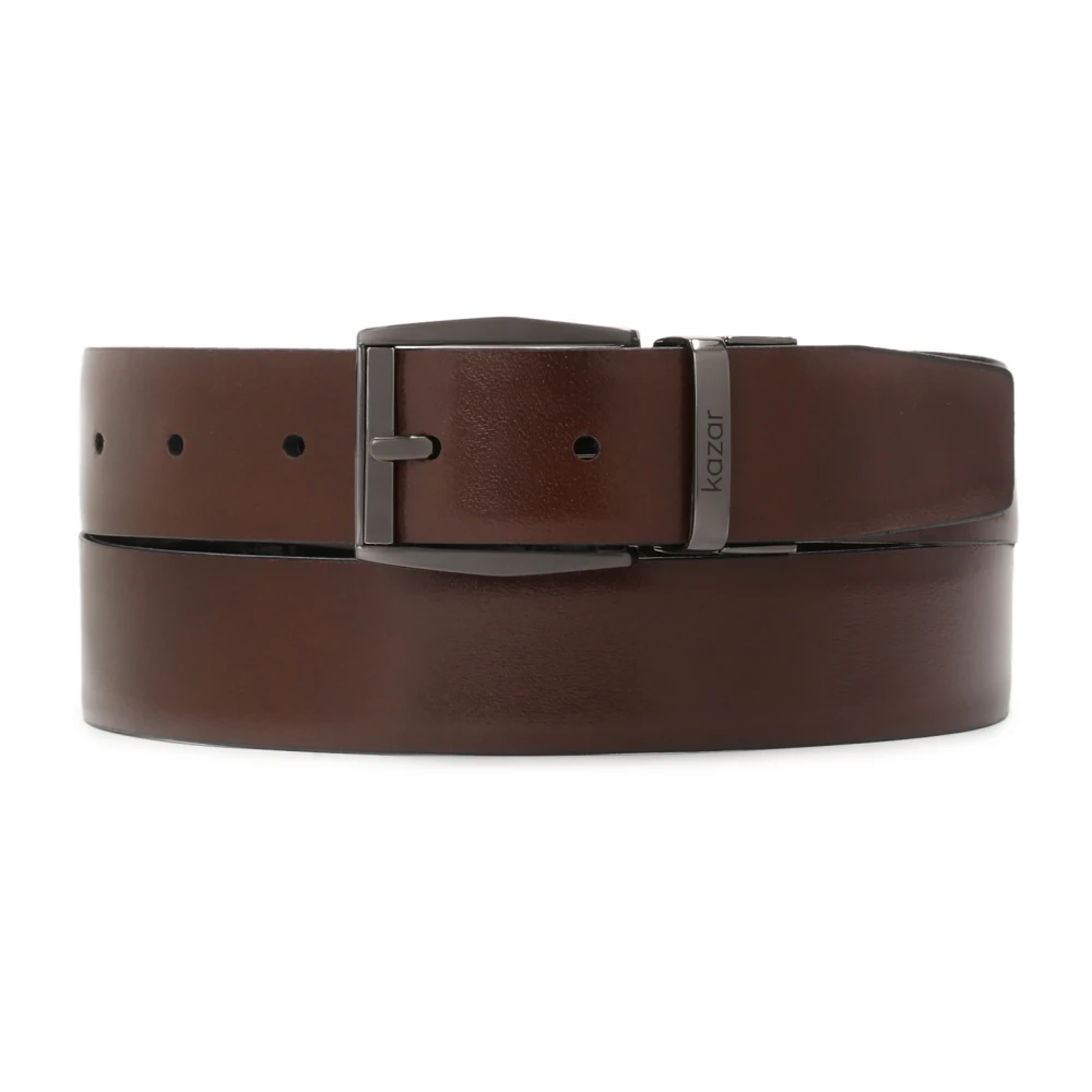 Kazar Bezoekers dubbelzijdige leren riem Black Heren