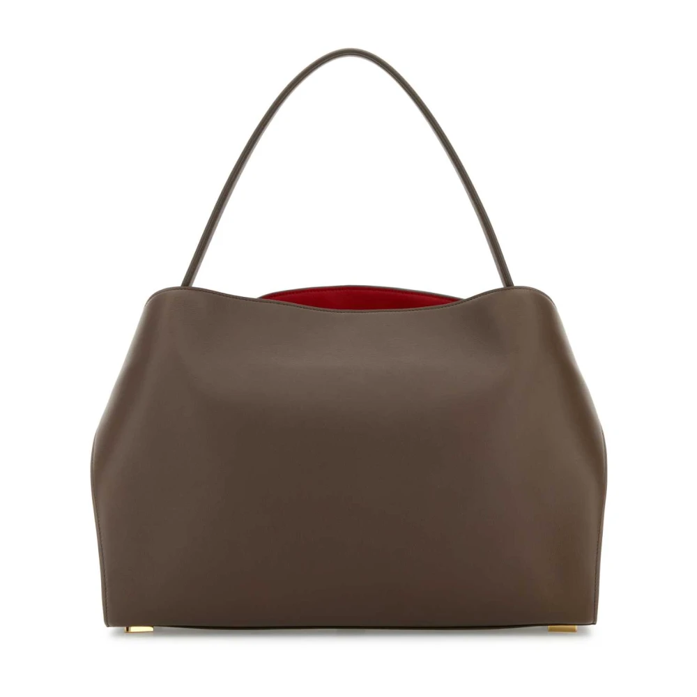 Salvatore Ferragamo Zachte Bruin Leren Schoudertas Brown Dames