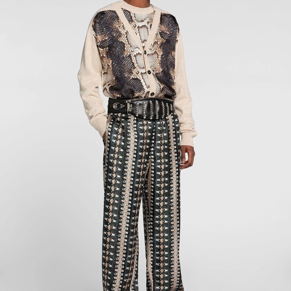 Roberto Cavalli Python-Print Wollen Vest V-hals Multicolor Heren