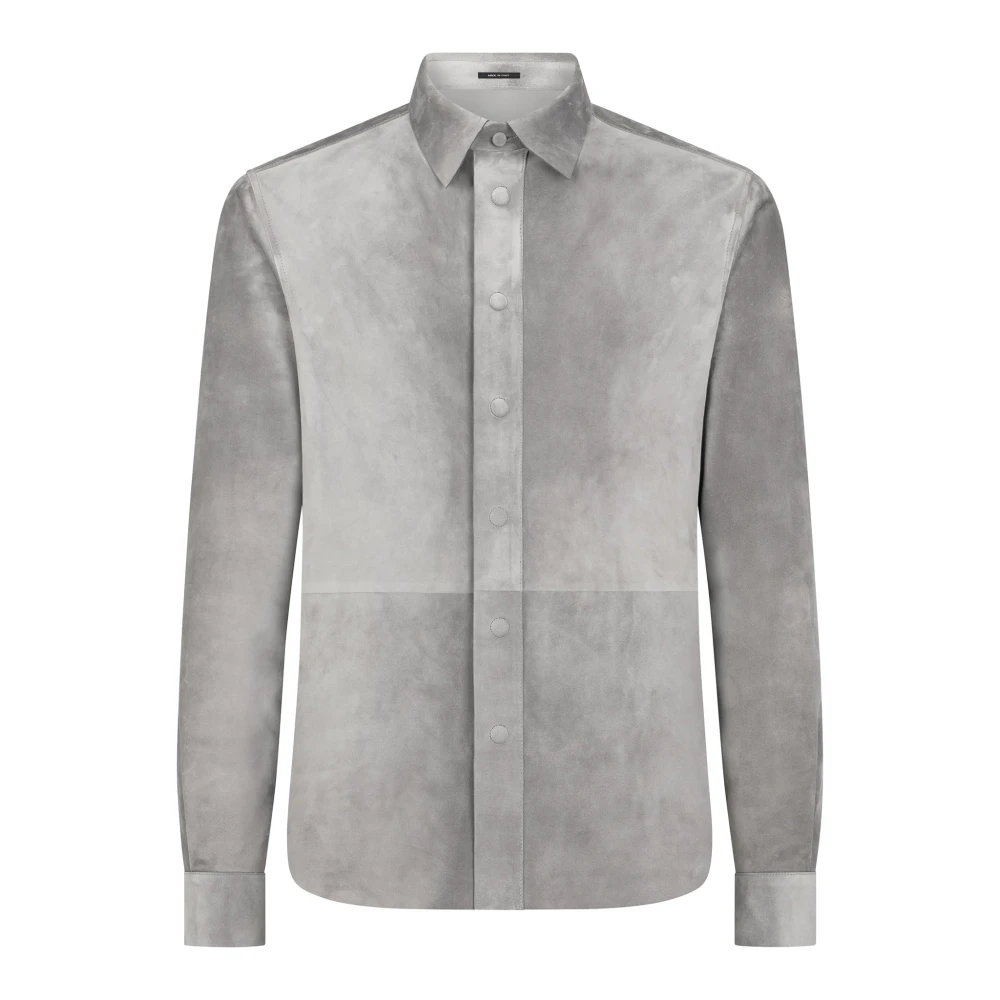 Tom Ford Men's Gray Cashmere Suede Shirt