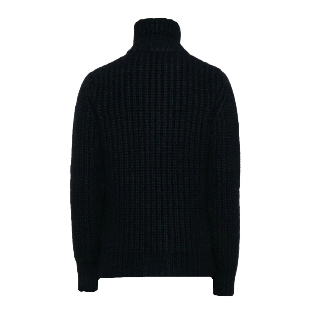 Roberto Collina Chunky Merino Cardigan Blauw Rits Trechter Blue Heren