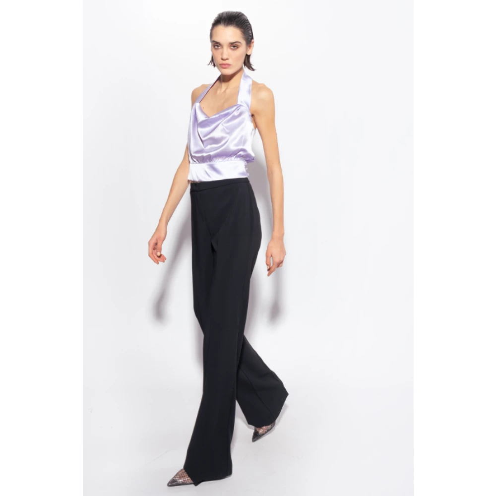 pinko Wijde Pijp Zwarte Broek Black Dames