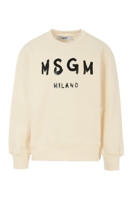 sweatshirt-en-coton-polaire-ivoire-avec-logo