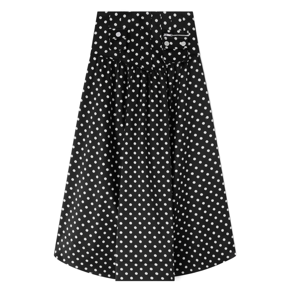 Ganni Women's Black Polka-Dot Corset Midi Skirt