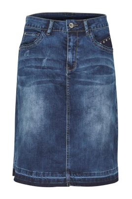 Stilig Patchad Denimkjol med Nitar
