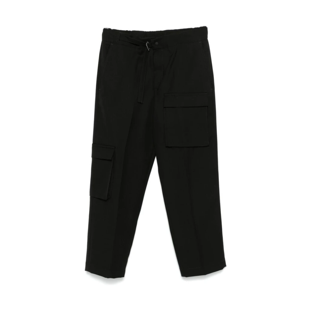 Costumein Zwarte Wol Cargo Broek Black Heren