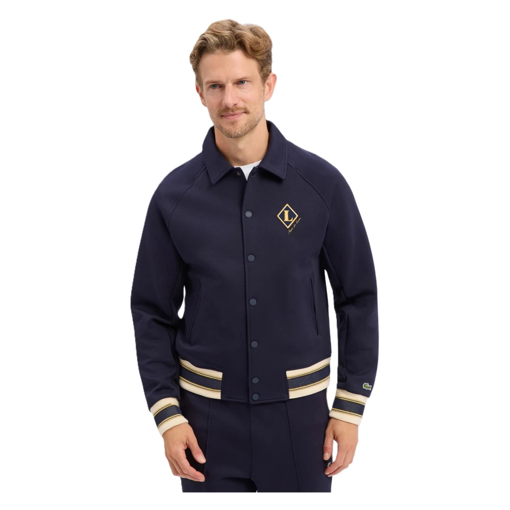 Lacoste Uomo Blu Navy Giacca Bomber Con Badge - Immagine 3